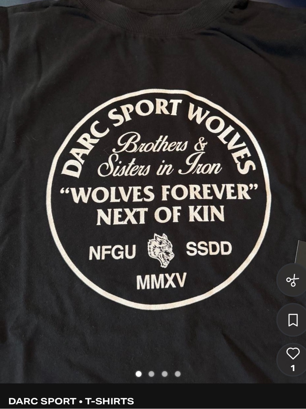 DARC SPORT Wolves Forever Black Graphic T-Shirt NWT MEDIUM
